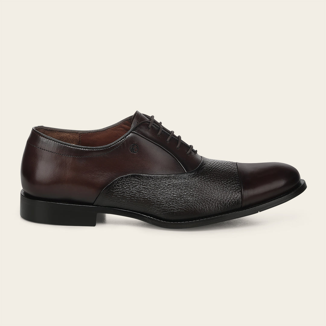 Zapato de vestir tipo Oxford en piel genuina de venado para caballero