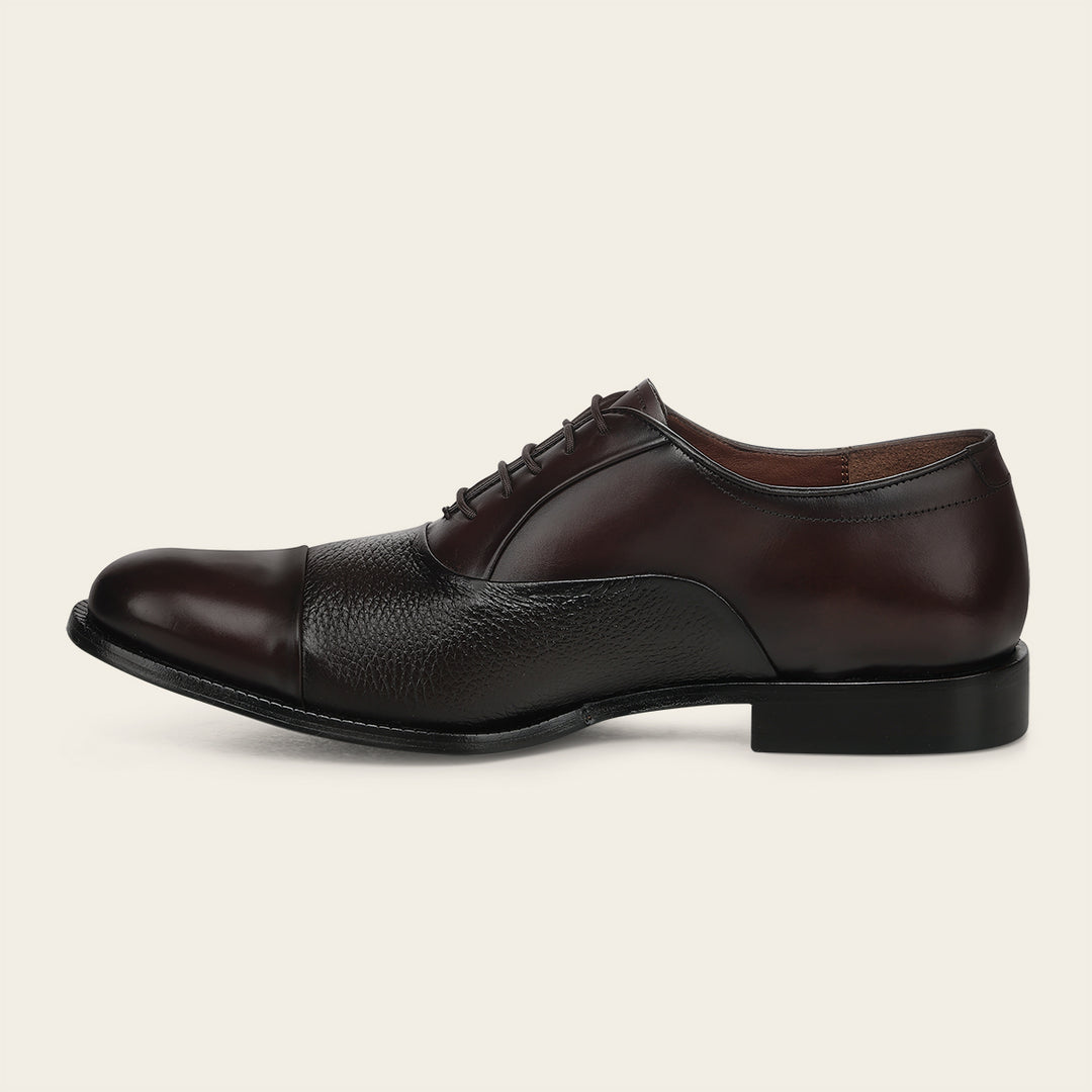 Zapato de vestir tipo Oxford en piel genuina de venado para caballero