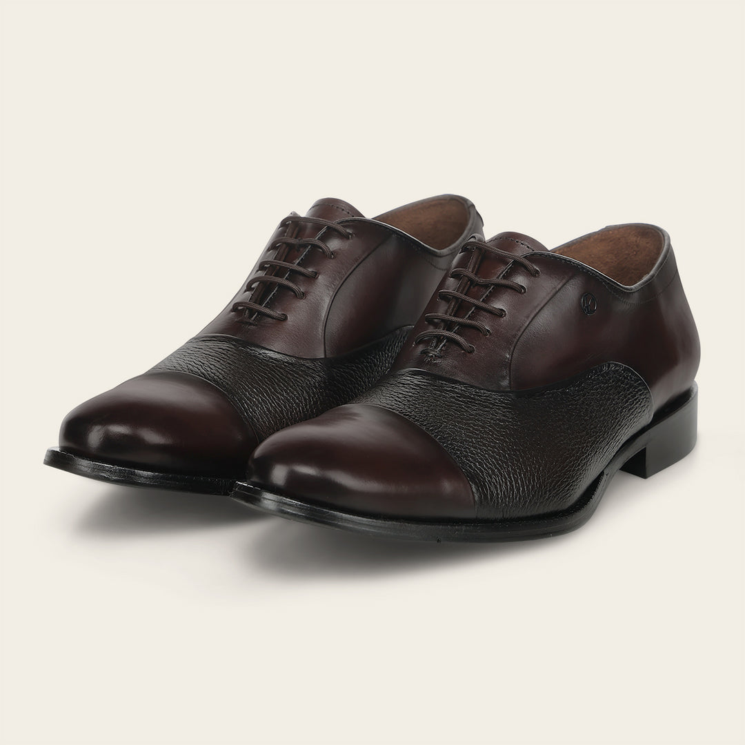 Zapato de vestir tipo Oxford en piel genuina de venado para caballero