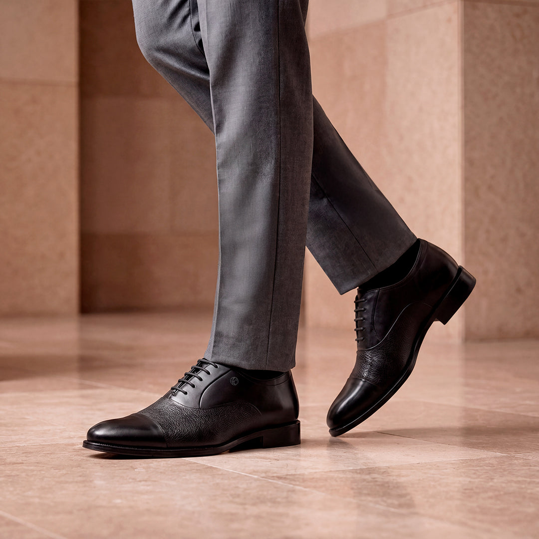 Zapato de vestir tipo Oxford en piel genuina de venado para caballero