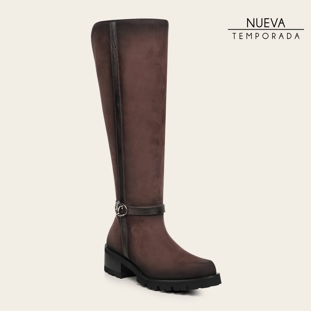 Bota alta en piel genuina para dama
