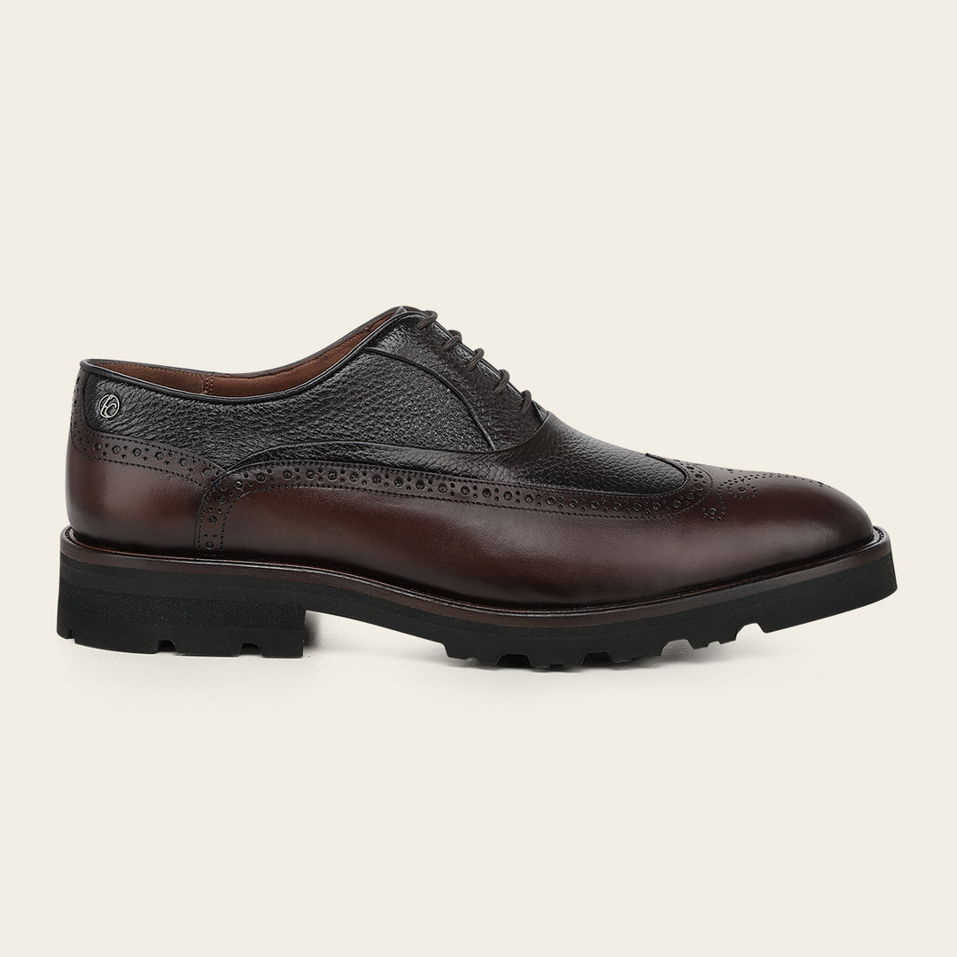 Zapato de vestir tipo Oxford en piel genuina de venado para caballero