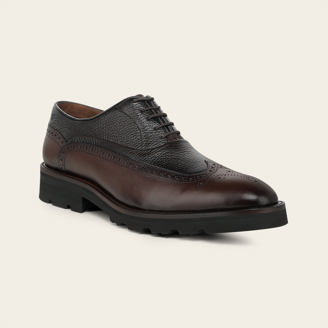 Zapato de vestir tipo Oxford en piel genuina de venado para caballero