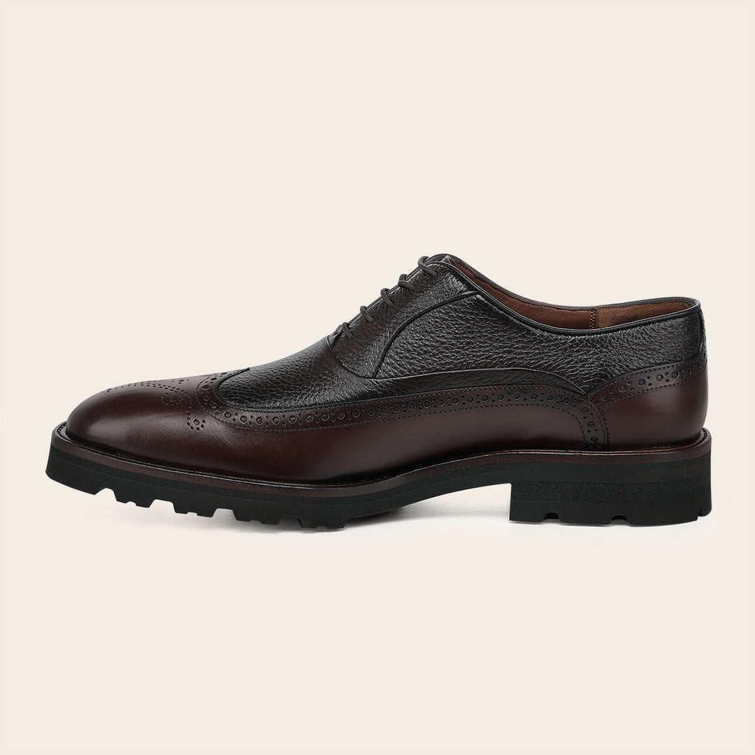 Zapato de vestir tipo Oxford en piel genuina de venado para caballero