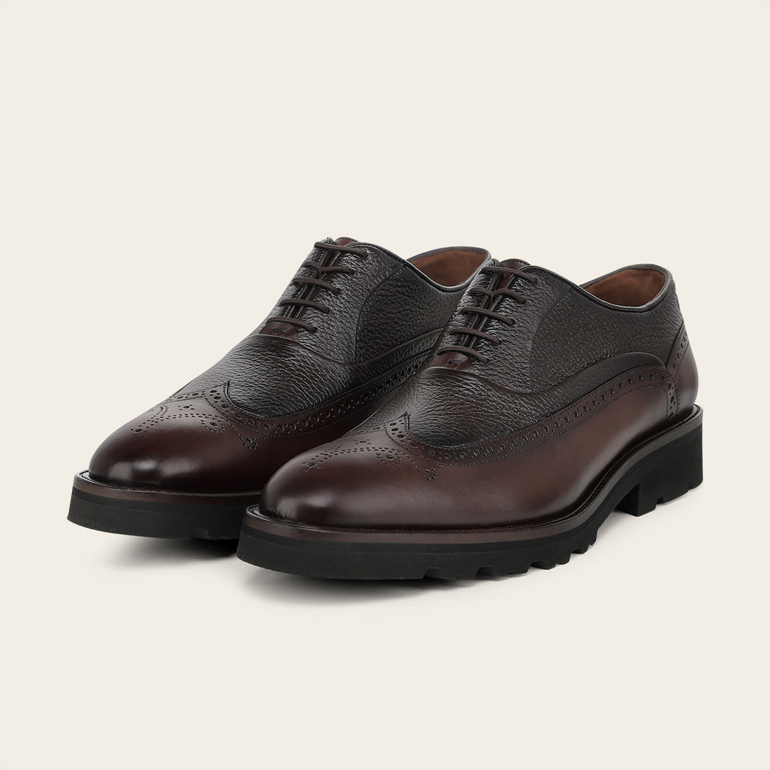 Zapato de vestir tipo Oxford en piel genuina de venado para caballero