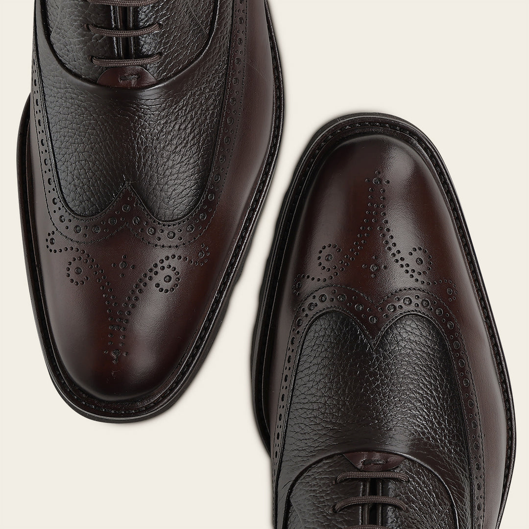 Zapato de vestir tipo Oxford en piel genuina de venado para caballero
