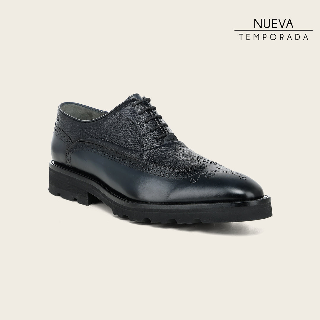 Zapato de vestir tipo Oxford en piel genuina de venado para caballero