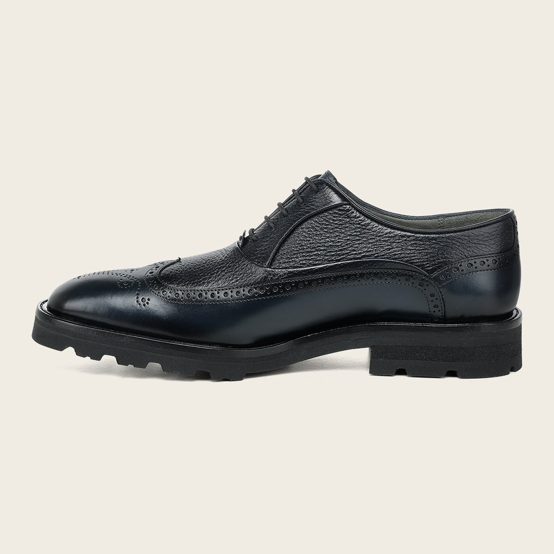 Zapato de vestir tipo Oxford en piel genuina de venado para caballero