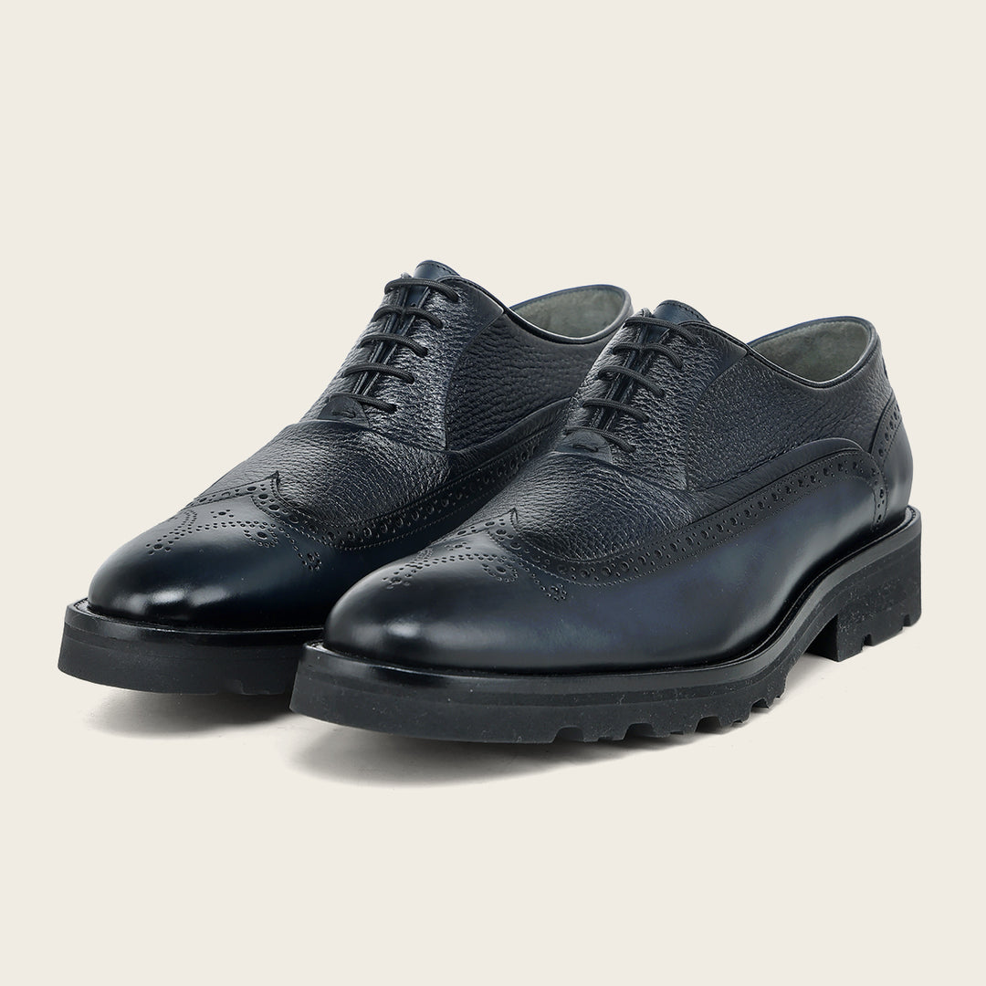 Zapato de vestir tipo Oxford en piel genuina de venado para caballero