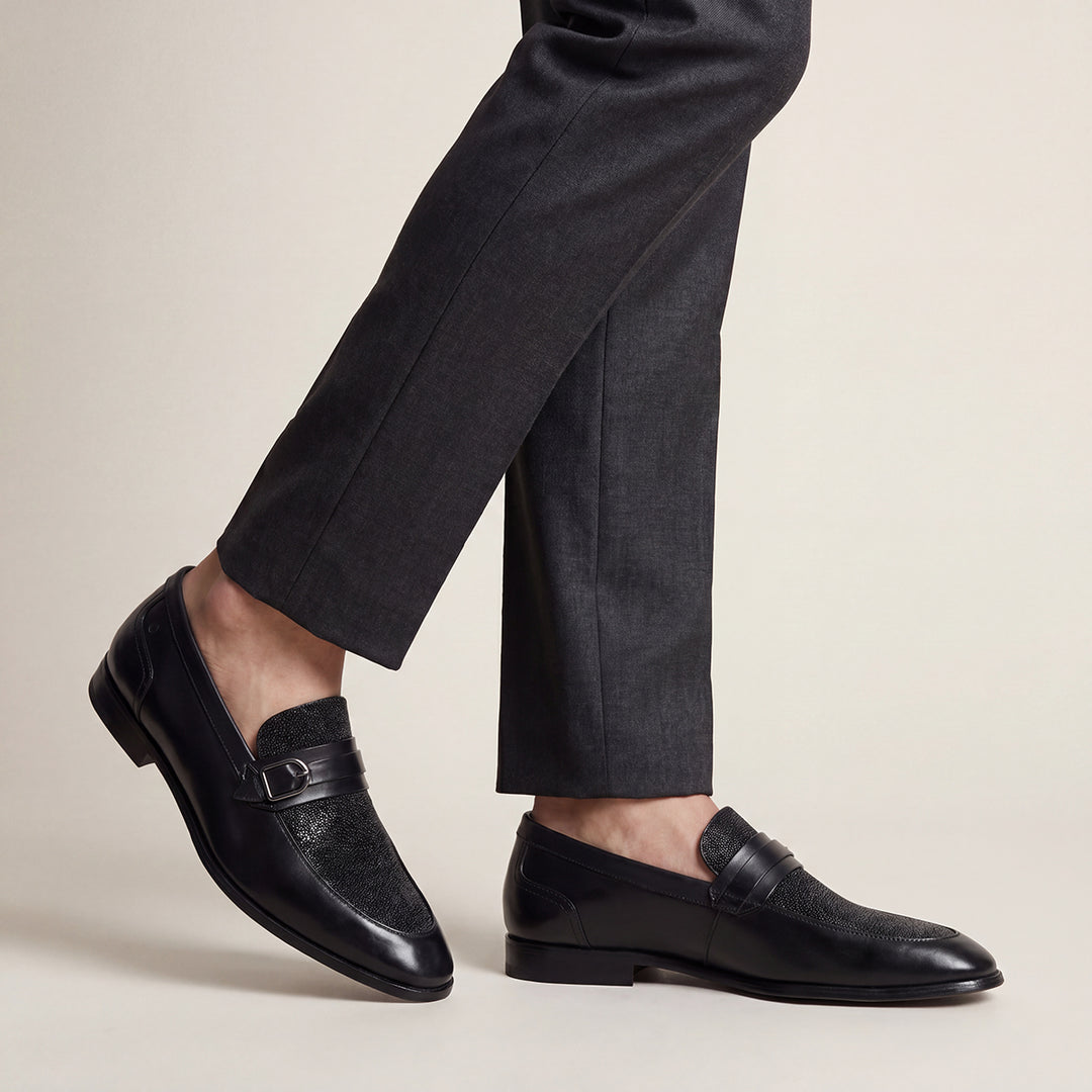 Zapato loafer  en piel genuina de mantarraya para caballero