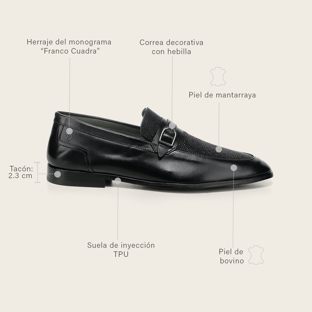 Zapato loafer  en piel genuina de mantarraya para caballero