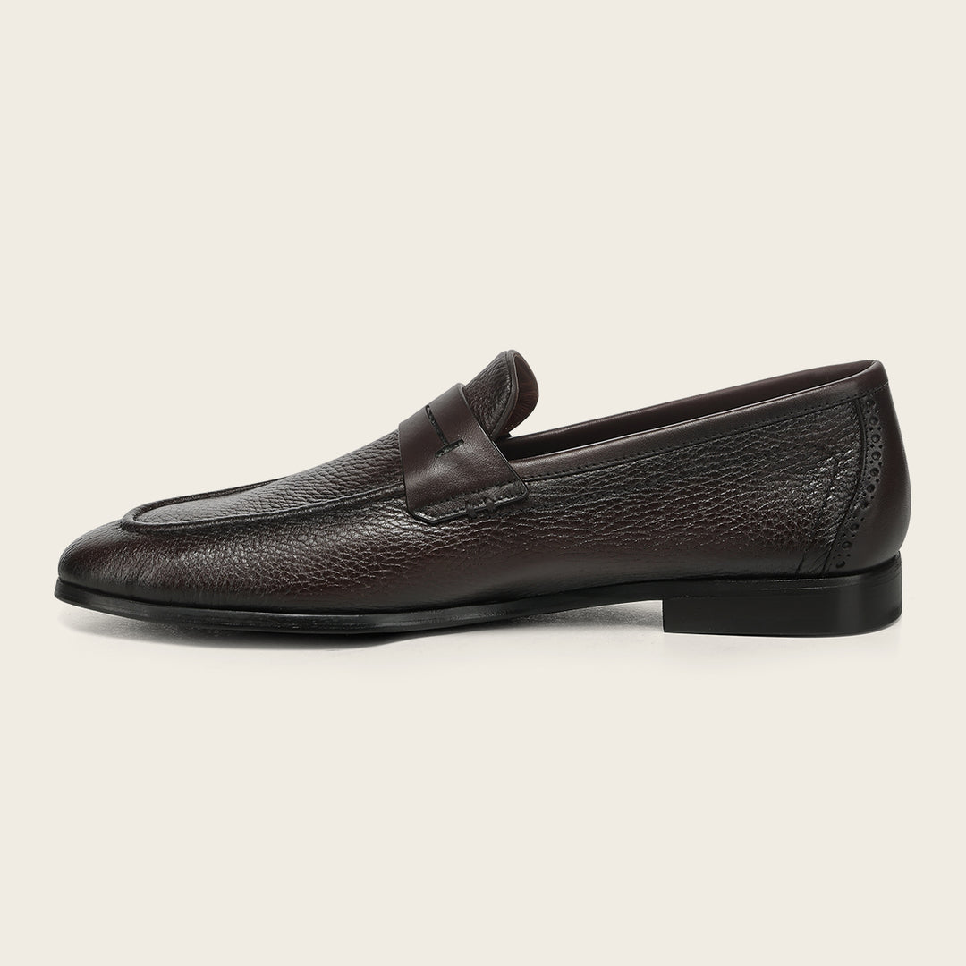 Zapato loafer en piel genuina de venado para caballero