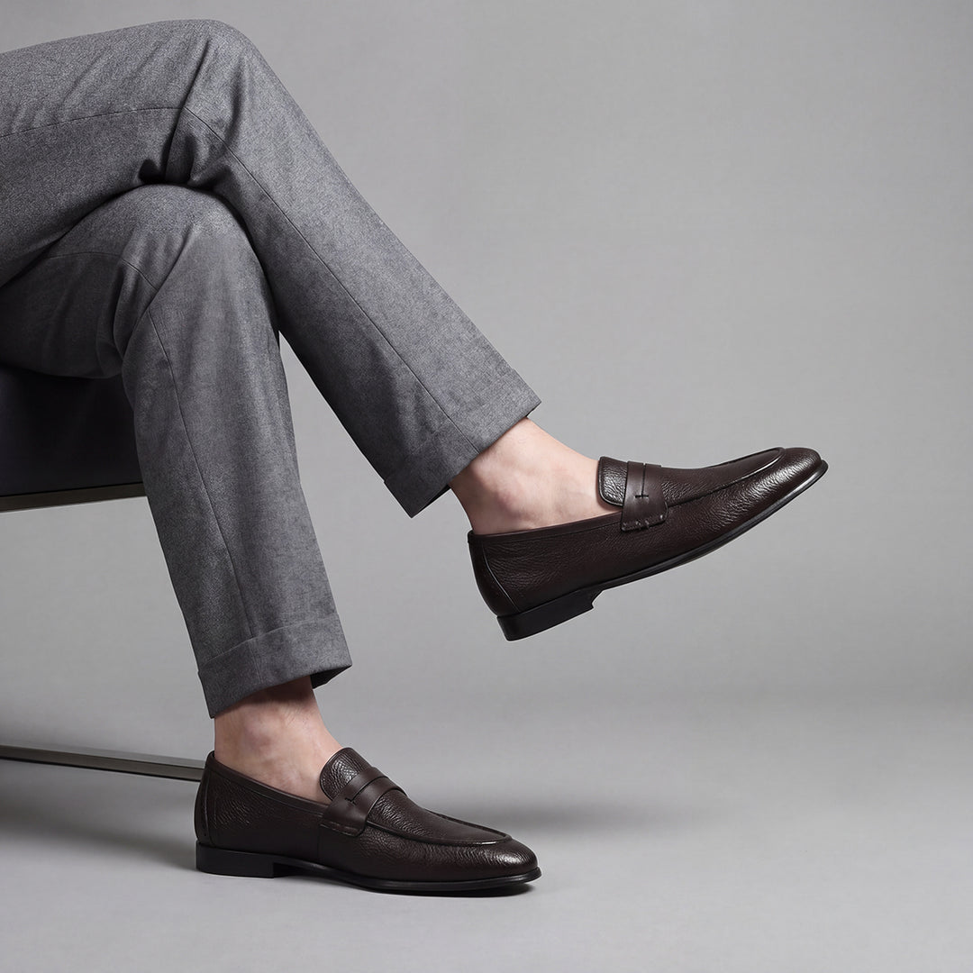 Zapato loafer en piel genuina de venado para caballero