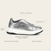 Tenis en piel genuina de pitón para dama