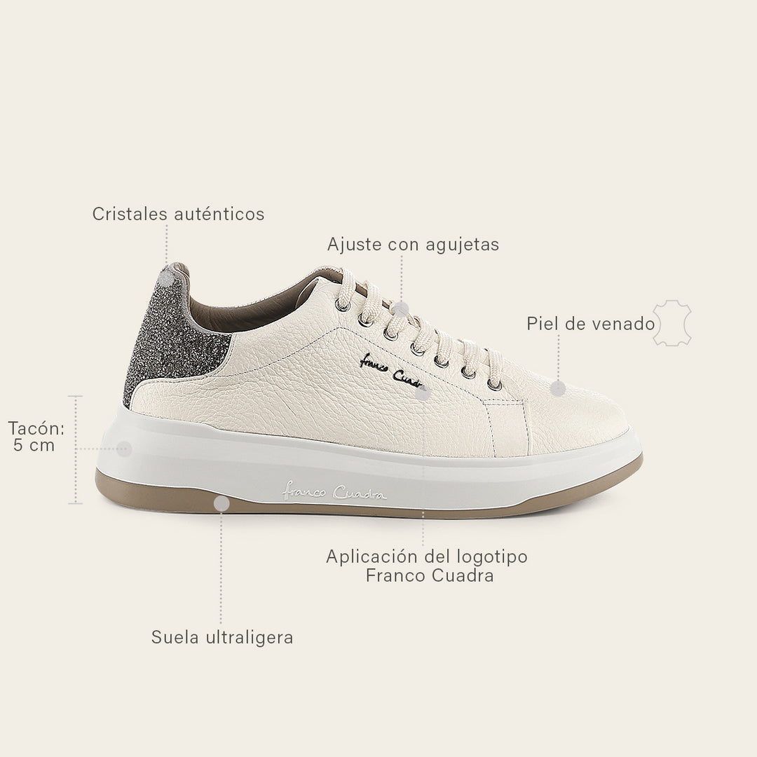 Tenis en piel genuina de venado para dama