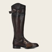 Bota casual en piel genuina de pitón para dama Botas y Botines 