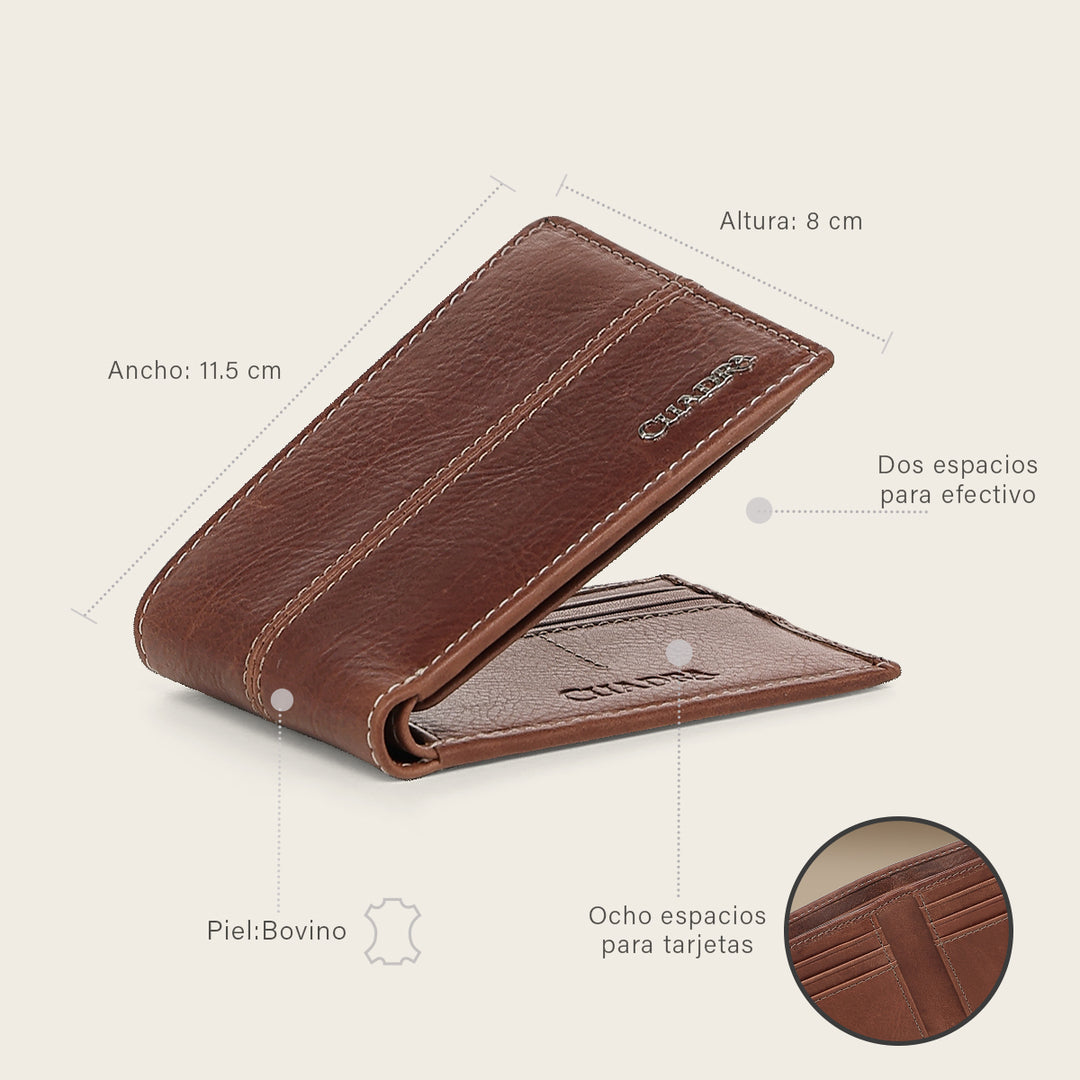 Cartera en piel genuina para caballero