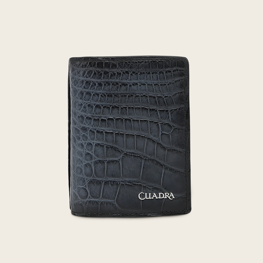 Tarjetero en piel genuina de alligator para caballero