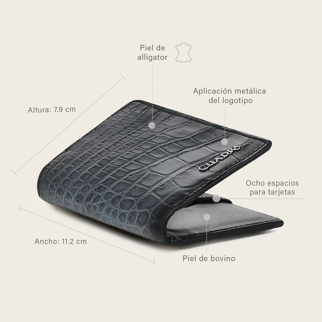 Tarjetero en piel genuina de alligator para caballero
