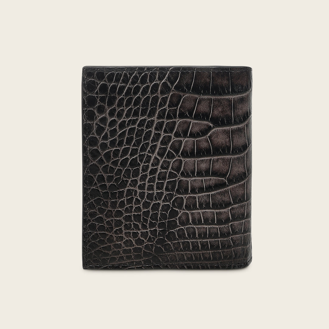 Tarjetero en piel genuina de alligator para caballero