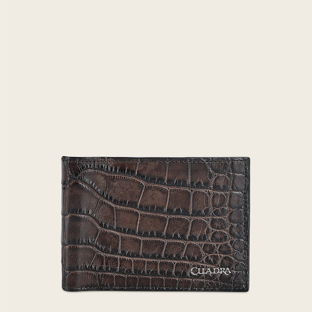 Cartera en piel genuina de alligator para caballero