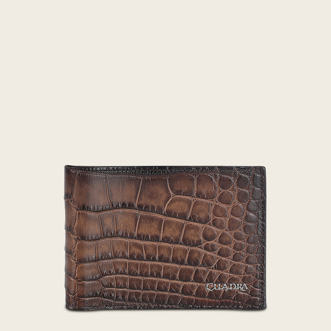 Cartera en piel genuina de alligator para caballero