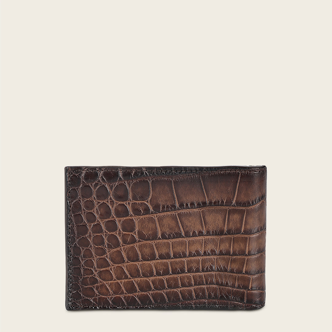 Cartera en piel genuina de alligator para caballero