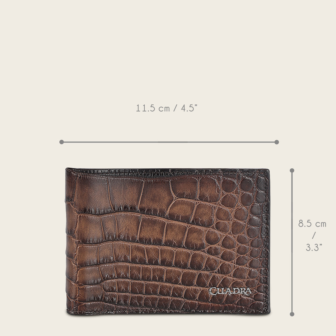 Cartera en piel genuina de alligator para caballero