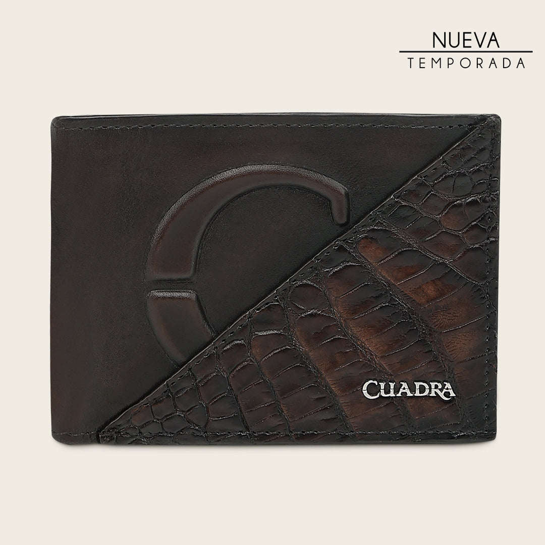 Cartera en piel genuina de alligator para caballero