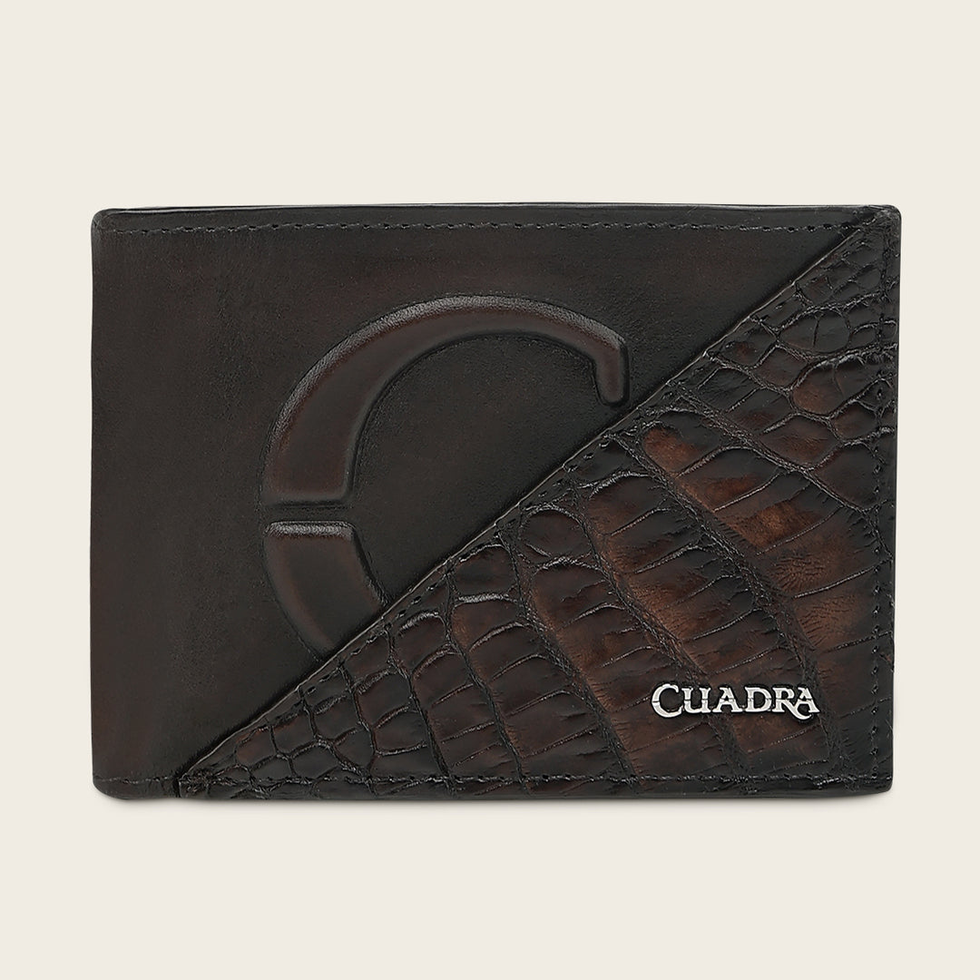 Cartera en piel genuina de alligator para caballero