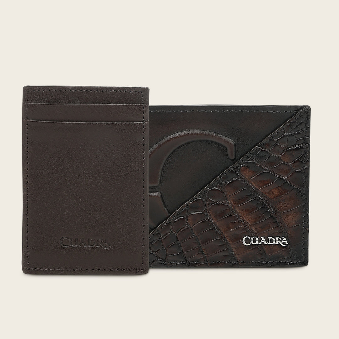 Cartera en piel genuina de alligator para caballero
