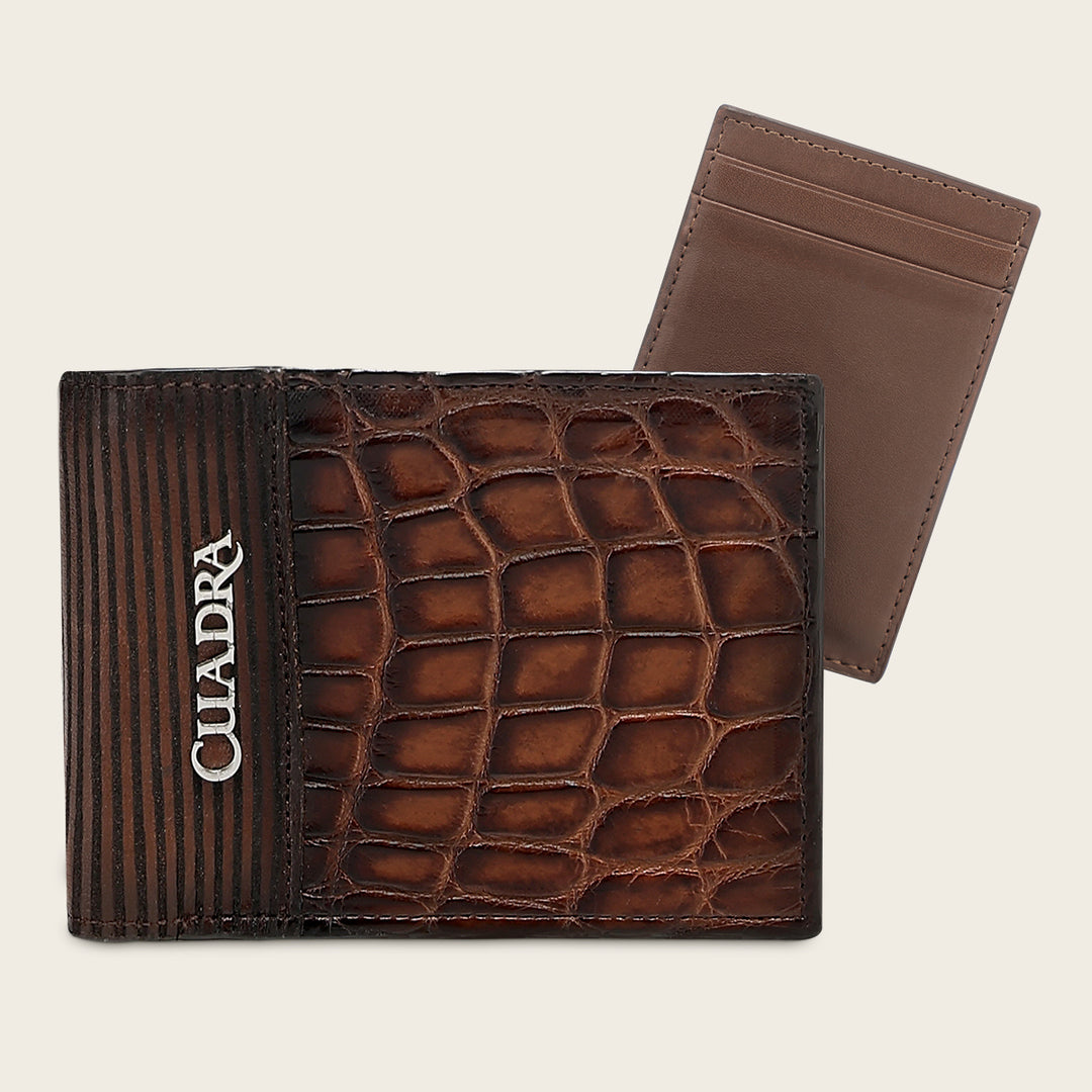 Cartera en piel genuina de alligator