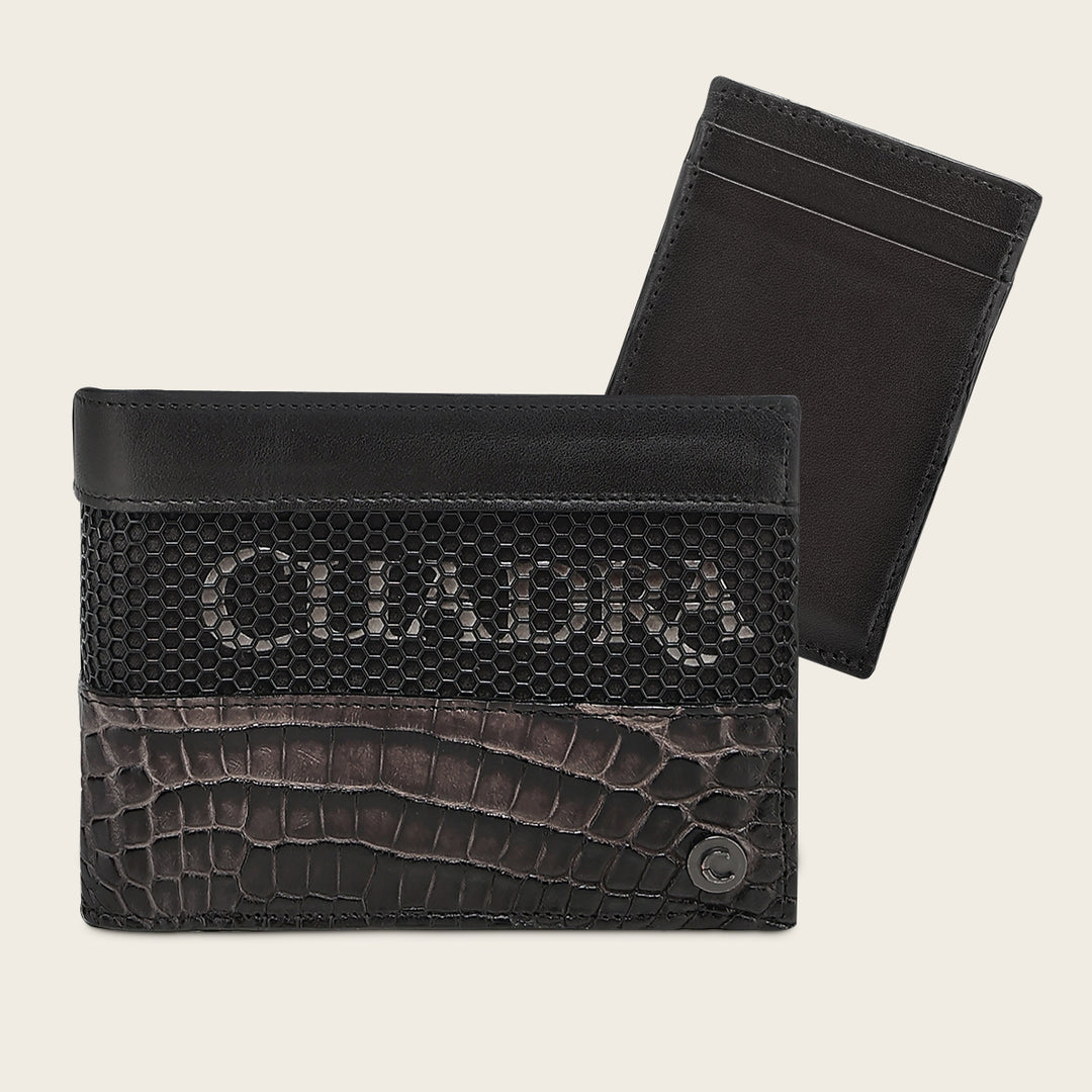 Cartera en piel genuina de alligator para caballero