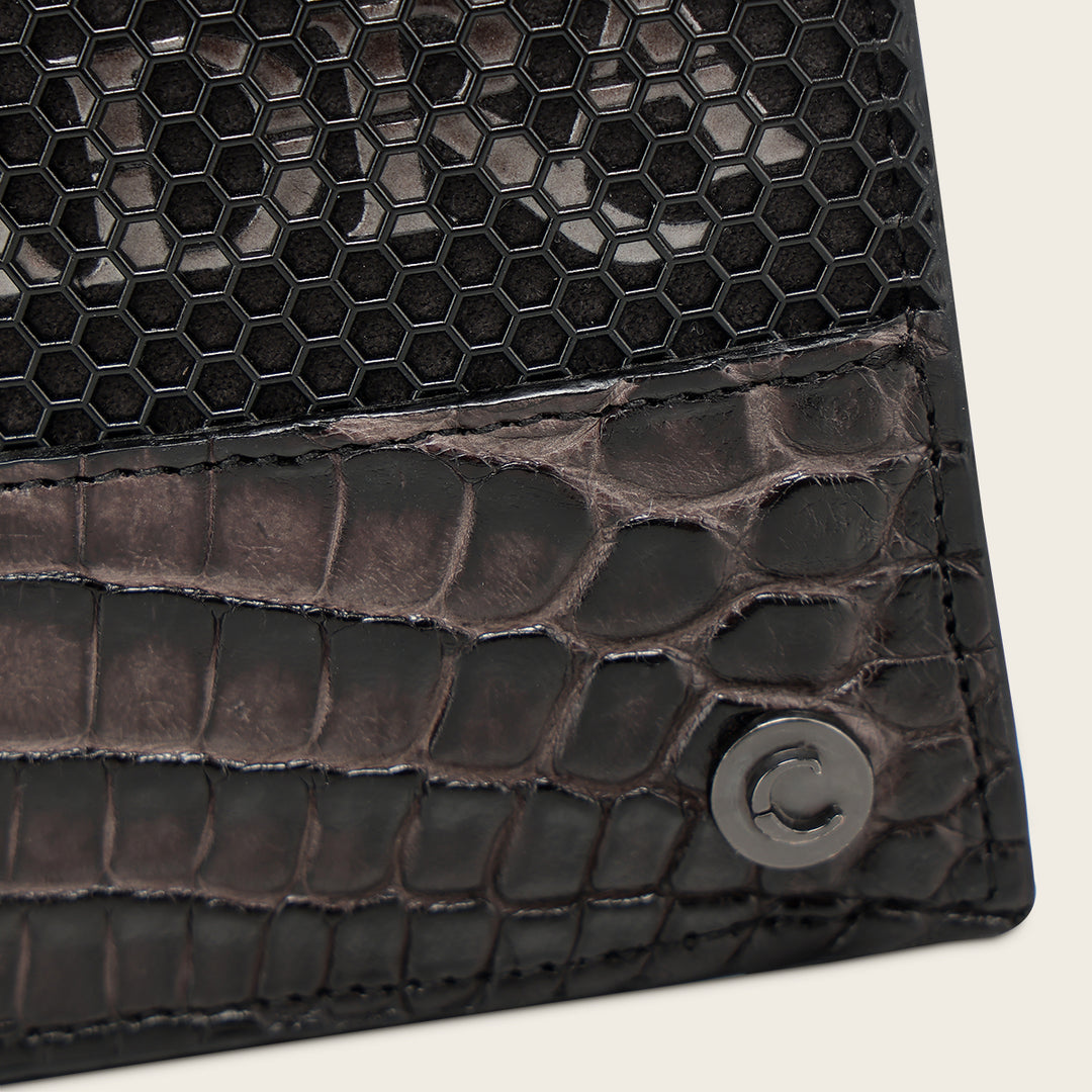 Cartera en piel genuina de alligator para caballero