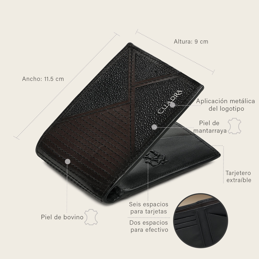 Cartera en piel genuina de mantarraya para caballero