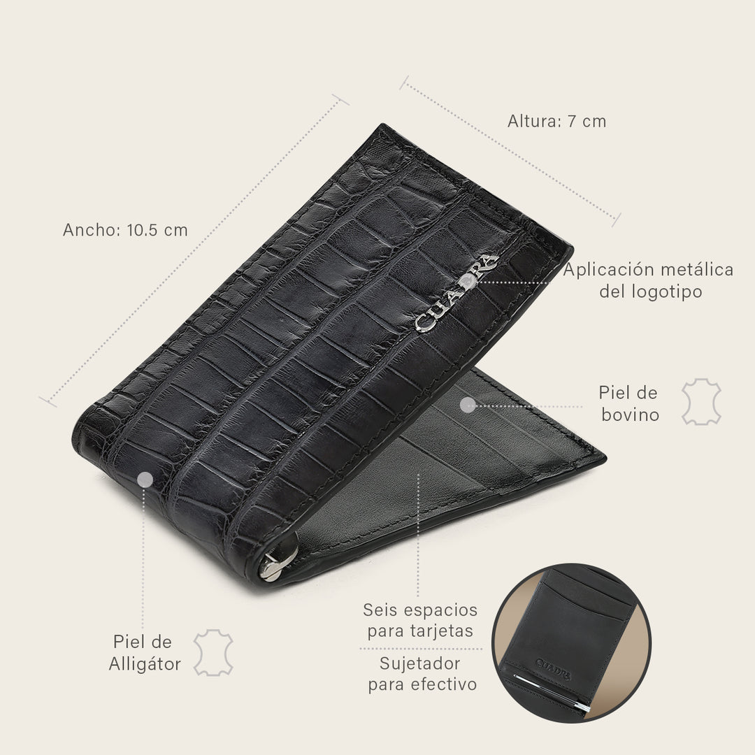 Cartera en piel genuina de alligator para caballero