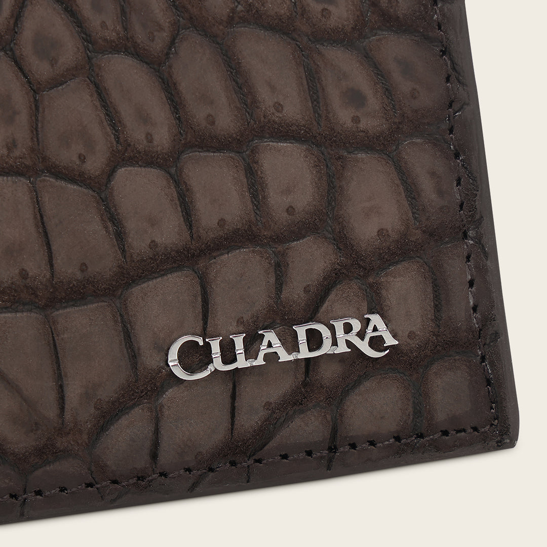 Tarjetero en piel genuina de porosus para caballero