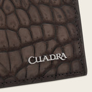 Tarjetero en piel genuina de porosus para caballero