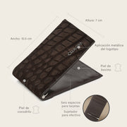 Tarjetero en piel genuina de porosus para caballero