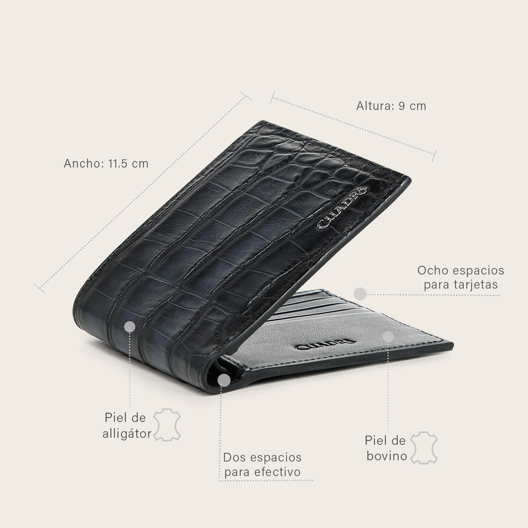 Cartera "Edición limitada del 35 aniversario Cuadra” Full Exotic en piel genuina de alligator para caballero