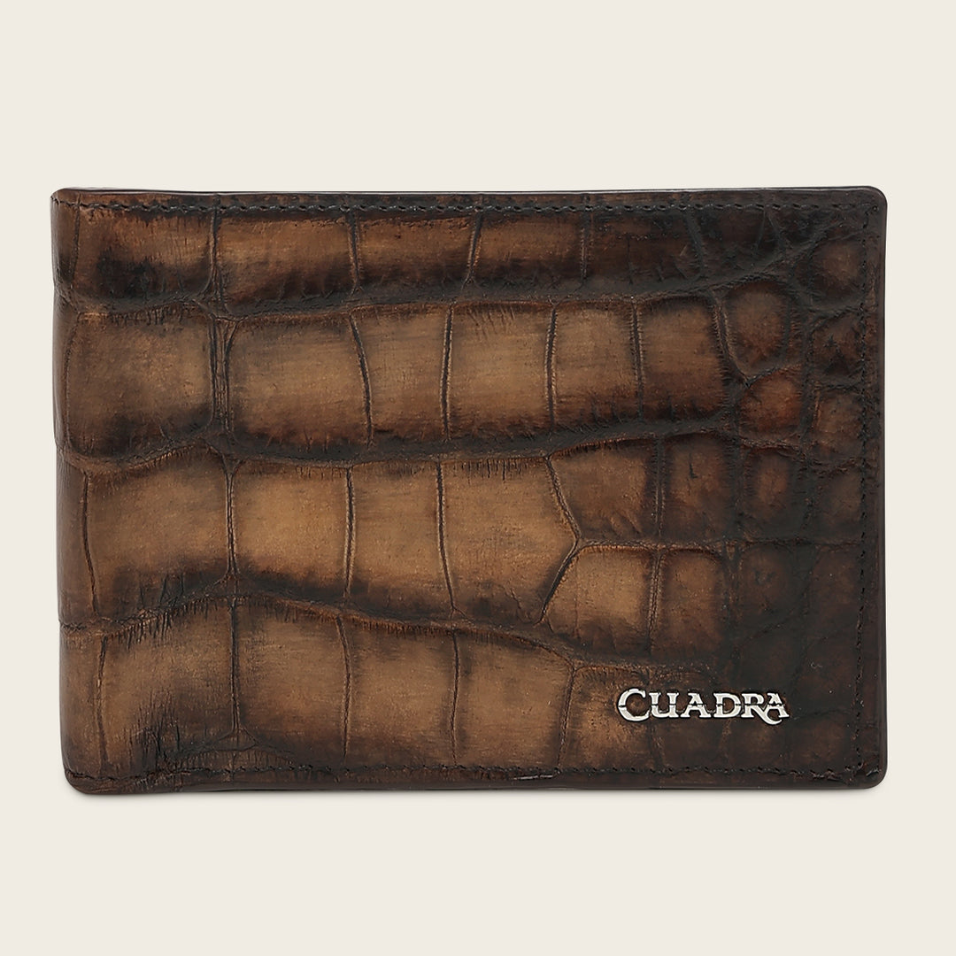 Cartera "Edición limitada del 35 aniversario Cuadra” Full Exotic en piel genuina de alligator para caballero