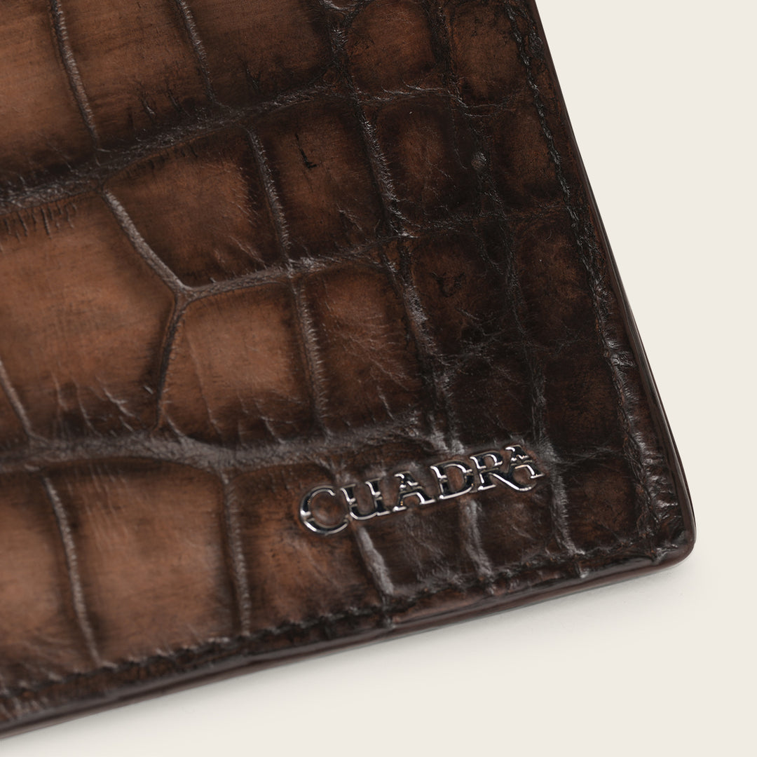 Cartera "Edición limitada del 35 aniversario Cuadra” Full Exotic en piel genuina de alligator para caballero