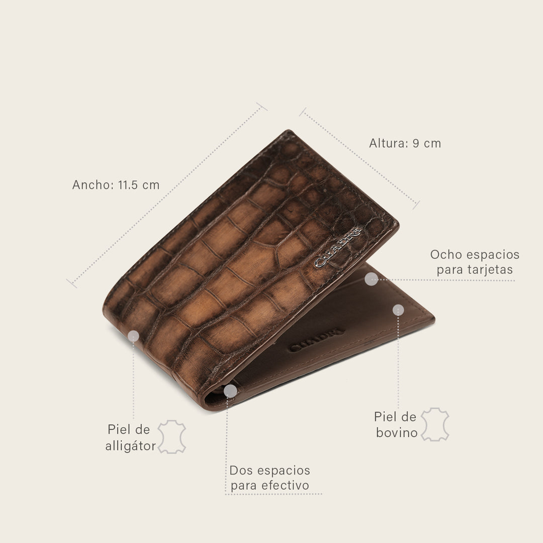 Cartera "Edición limitada del 35 aniversario Cuadra” Full Exotic en piel genuina de alligator para caballero