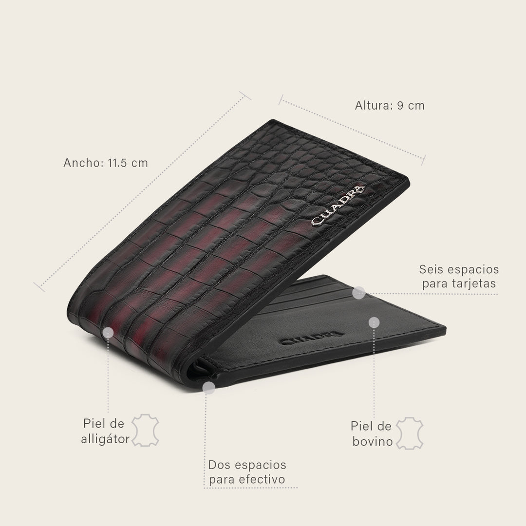 Cartera "Edición limitada del 35 aniversario Cuadra” Full Exotic en piel genuina de alligator para caballero