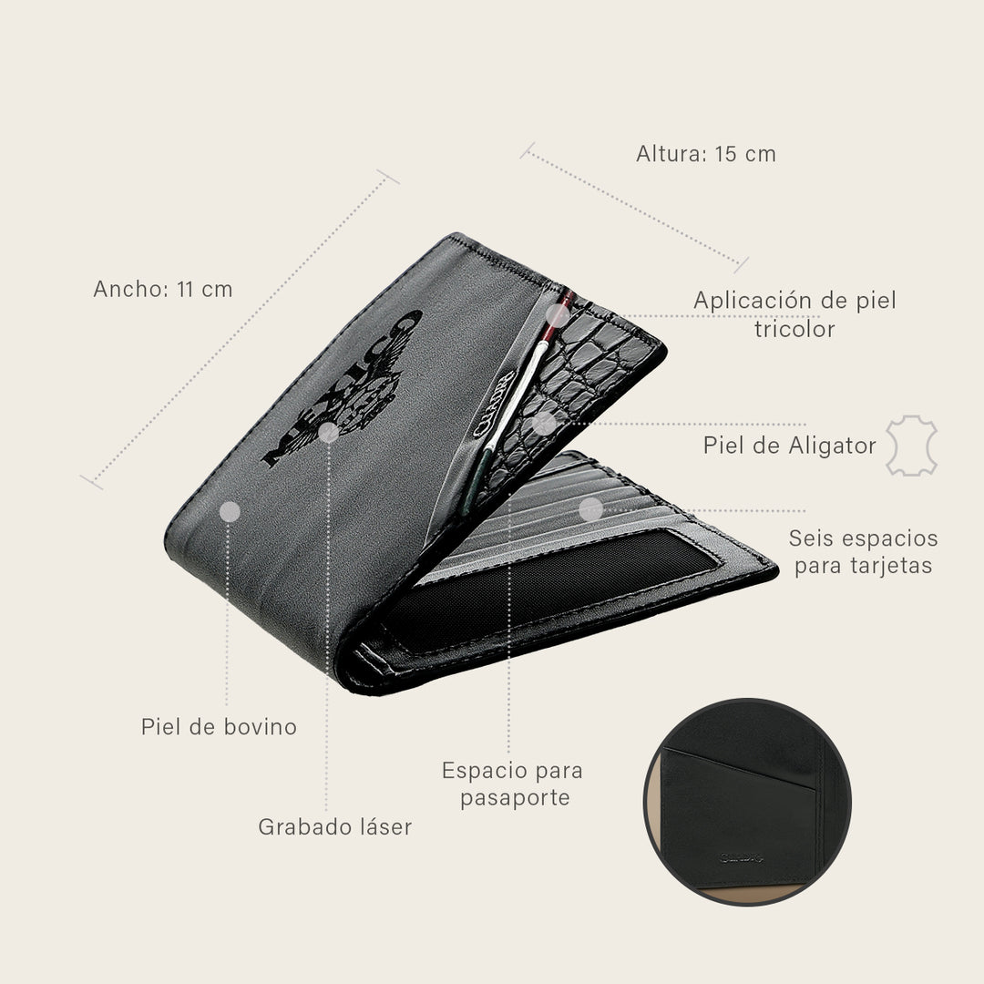 Portapasoporte en piel genuina de alligator para caballero edición limitada 2026