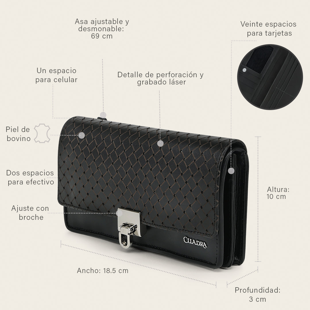 Billetera en piel genuina de bovino para dama
