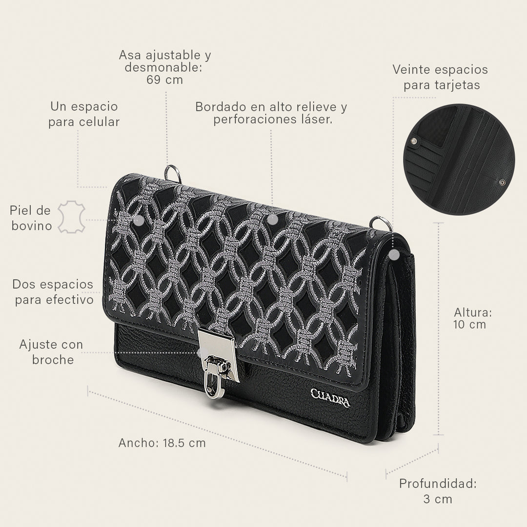 Cartera en piel genuina para dama