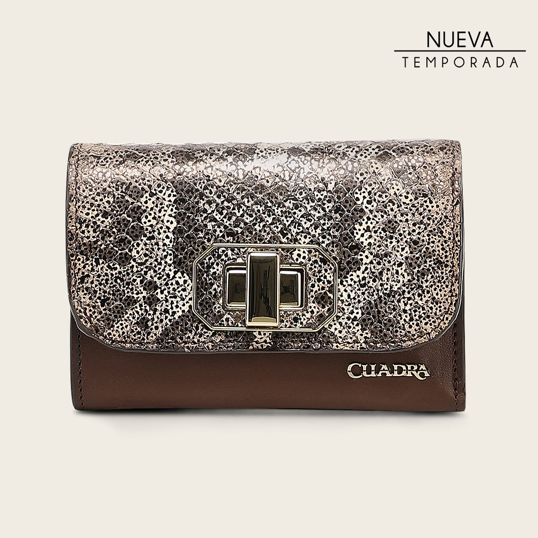 Cartera en piel genuina de pitón para dama