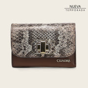 Cartera en piel genuina de pitón para dama