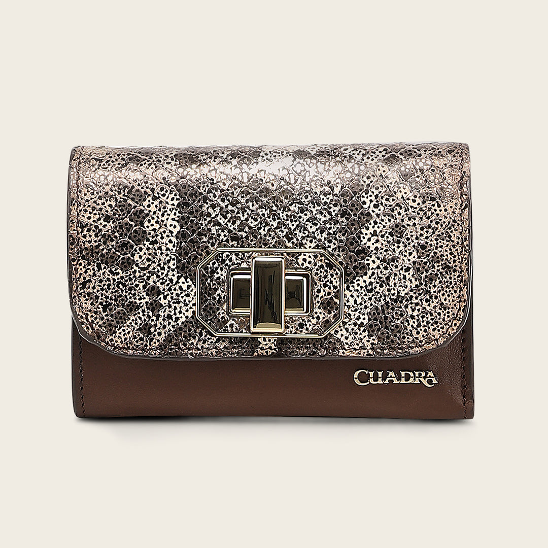 Cartera en piel genuina de pitón para dama